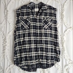 FOG Fear Of God Cutoff Sleeve Plaid Shirt Button Down Sleeveless 2016-2017 Large